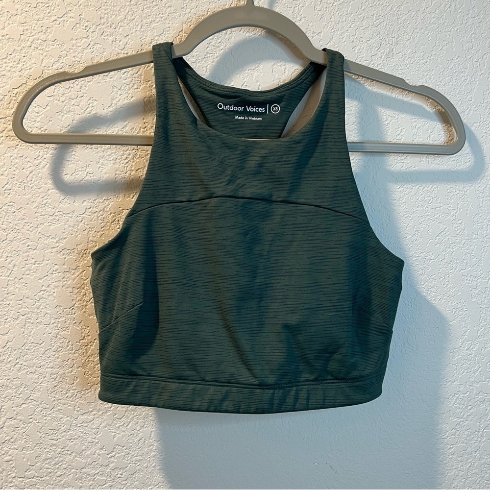 Women’s Outdoor Voices dark green long line athletic sports bra size XS